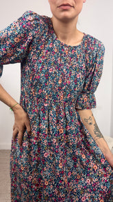 Vestido Estampado Midi Marino